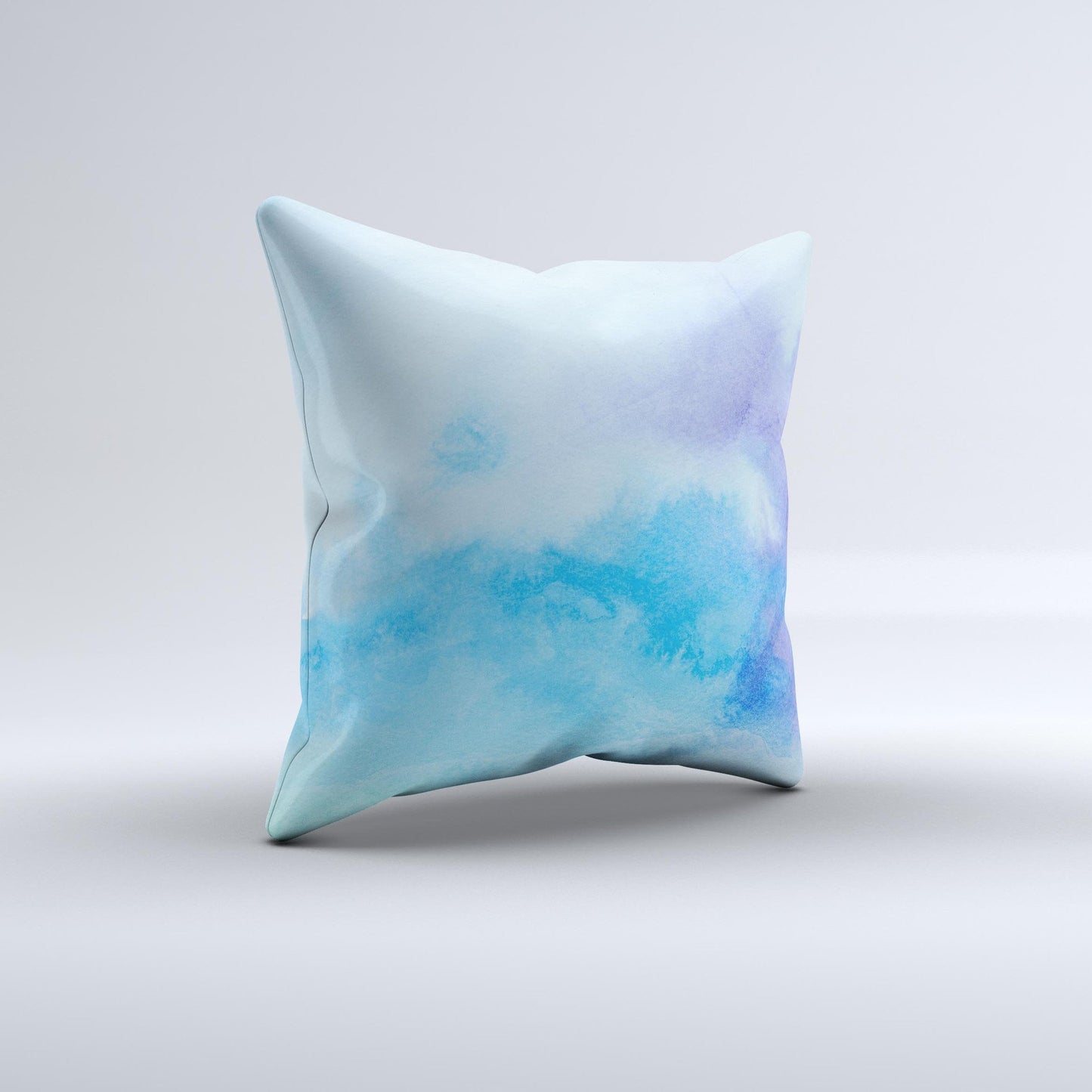 Subtle Green & Blue Watercolor V2 Ink-Fuzed Decorative Throw Pillow