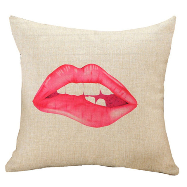 Fashion Pillowcase Cushion Cover Lipstick Perfume