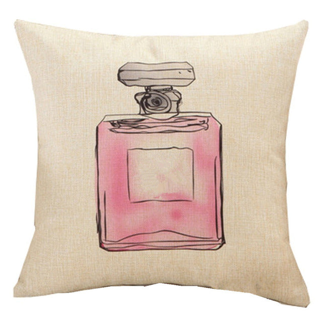 Fashion Pillowcase Cushion Cover Lipstick Perfume