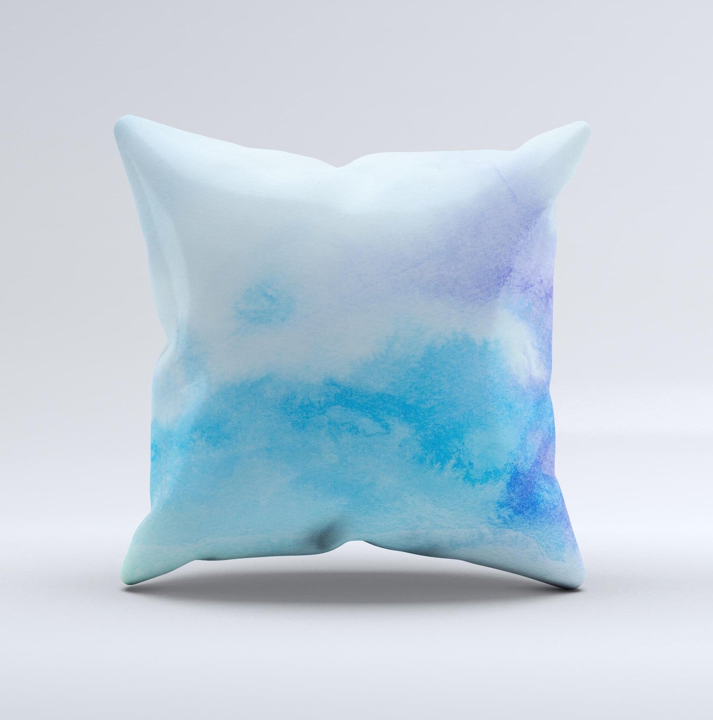Subtle Green & Blue Watercolor V2 Ink-Fuzed Decorative Throw Pillow